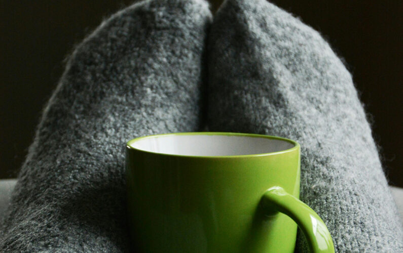 Relaxing feet up and a cuppa