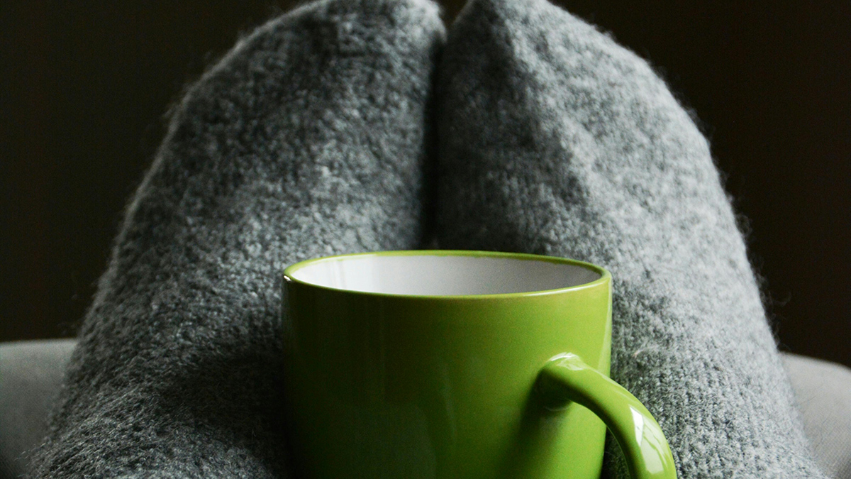 Relaxing feet up and a cuppa